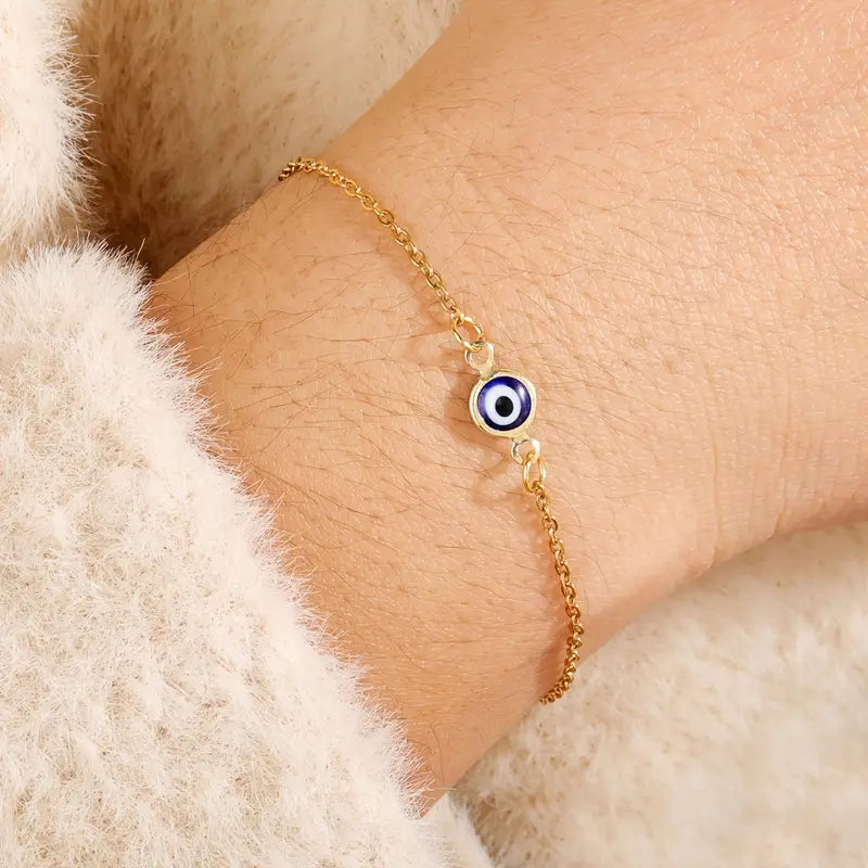 Evil Eye Bracelet + Necklace - Pack of 2 - Gold Color